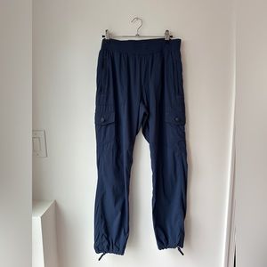 LL Bean Nylon/Spandex Vista Camp Pants size M petite navy blue stretchy waist
